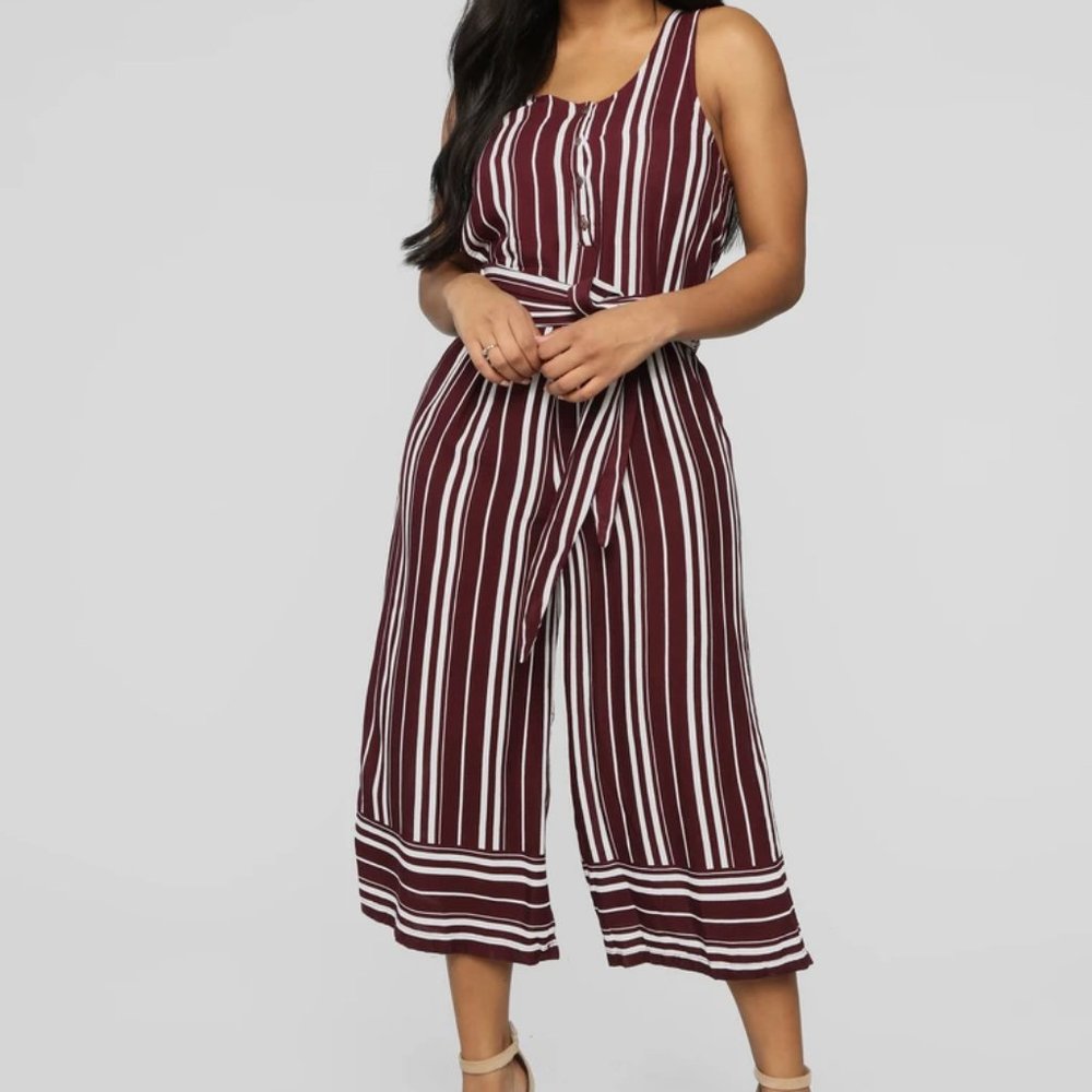 Romper maroon/white stripe